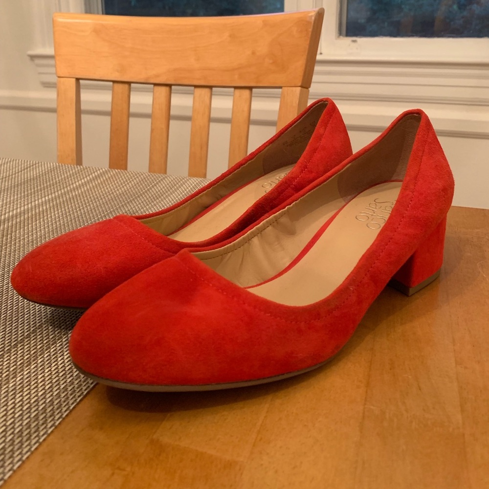 Bright red pumps